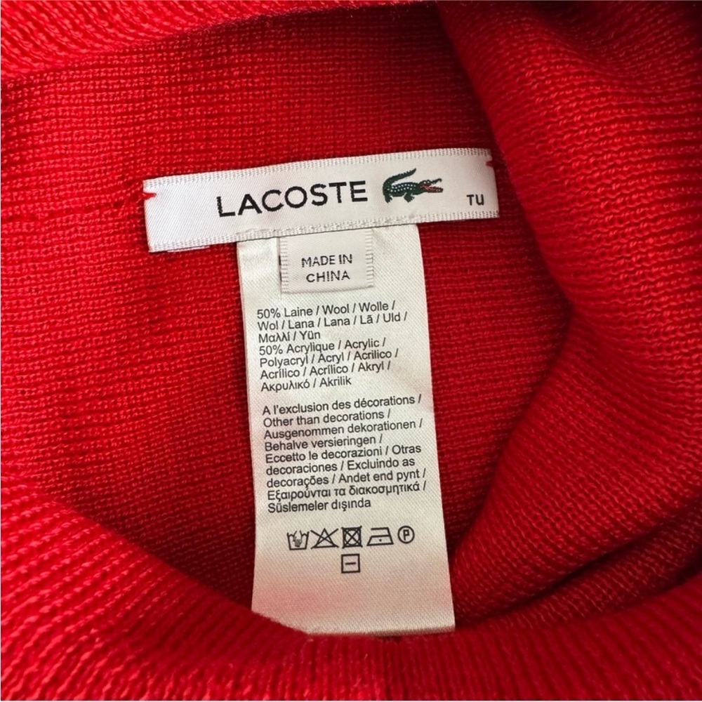 Lacoste Red Knit Hat with Iconic Crocodile Logo - Picture 5 of 5